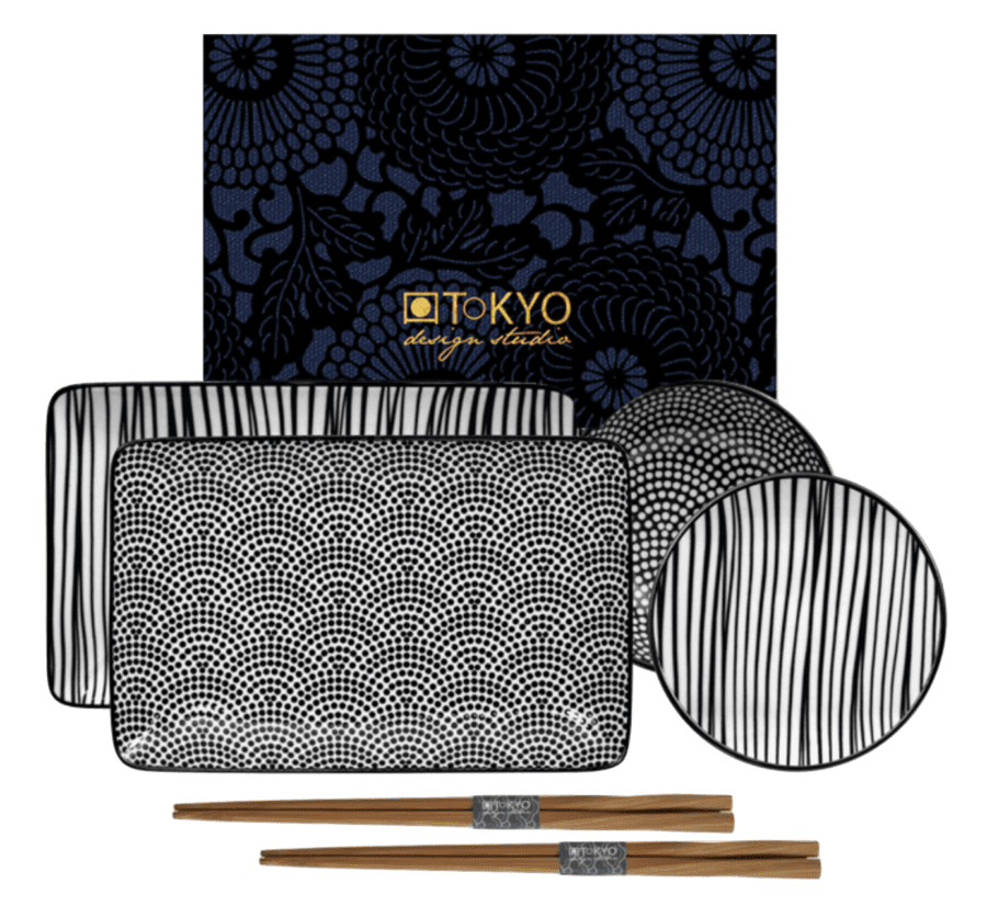 TOKYO DESIGN - COFFRET BOLS ET ASSIETTES NOIRS ET BLANCS